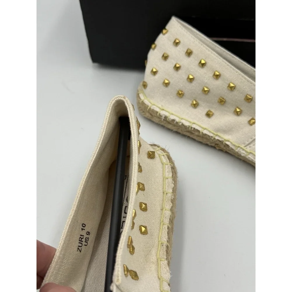Jacobies Zuri Espadrille Slip On Shoes Womens 9 White Rhinestone Casual NWB